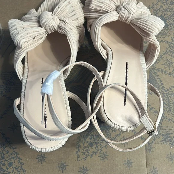 Loeffler Randall Camellia Pleated Knot Heeled Sandal Heel 8 NEW